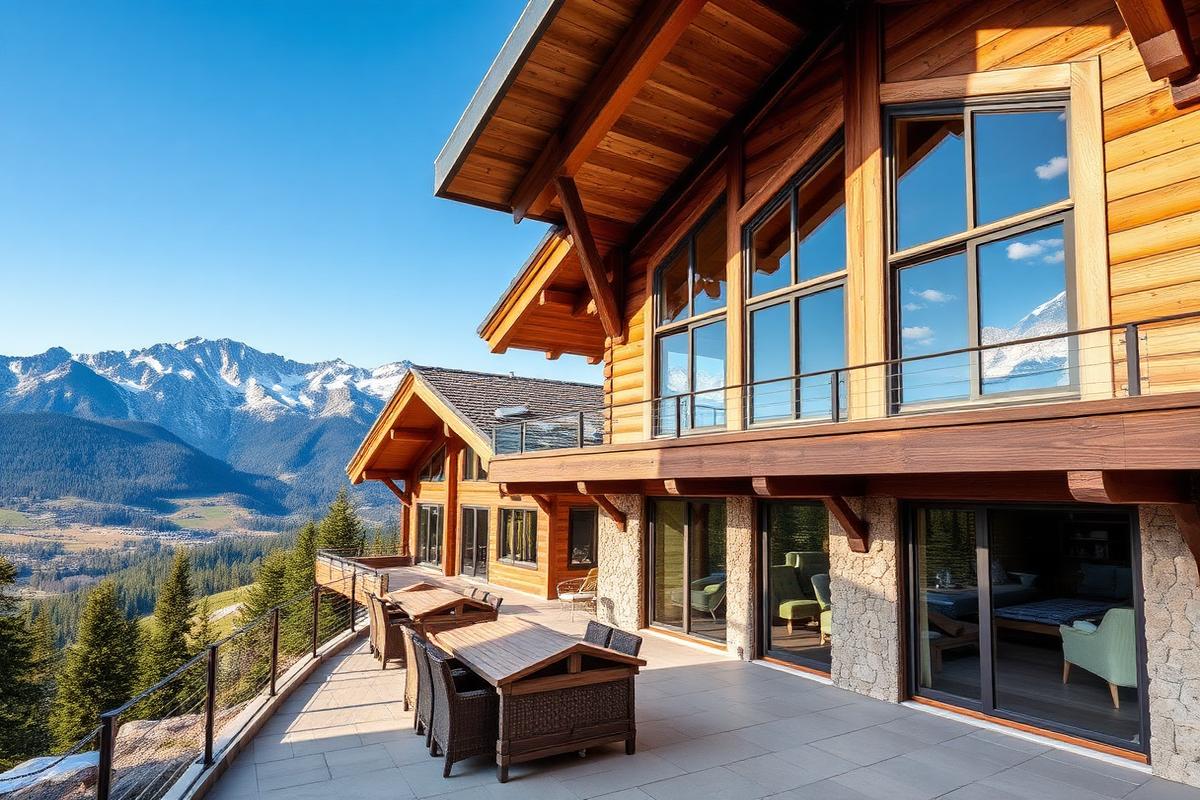 Premium chalet facing alpine peaks